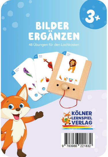 Bilder ergänzen 3+ – Lochkasten-Kartensatz vom Kölner Lernspielverlag, Produktansicht