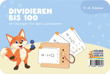Dividieren bis 100 – Lochkasten-Kartensatz vom Kölner Lernspielverlag, Produktansicht