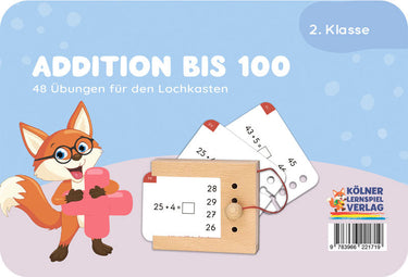 Addition bis 100 – Lochkasten-Kartensatz vom Kölner Lernspielverlag, Produktansicht