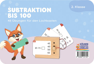 Subtraktion bis 100 – Lochkasten-Kartensatz vom Kölner Lernspielverlag, Produktansicht