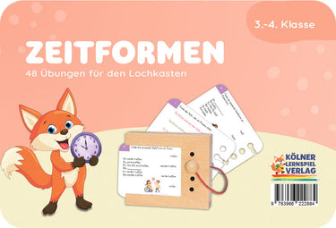 Zeitformen – Lochkasten-Kartensatz vom Kölner Lernspielverlag, Produktansicht