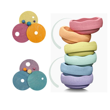 GRIMM’S x Stapelstein® Kullerscheiben Set cool pastell