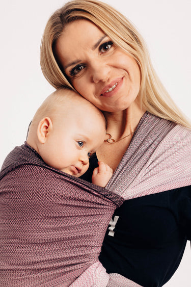 LennyLamb Tragetuch Little Herringbone ombre pink Fischgrätenmuster, 100% Baumwolle Größe 6 (M) 4,60