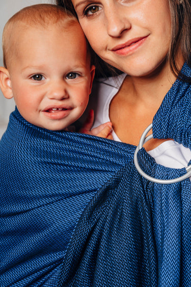 LennyLamb Mein zweites RingSling Cobalt Fischgrätenmuster, 100% Baumwolle Standard 1,8m