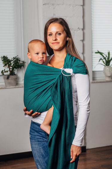 LennyLamb Mein zweites RingSling Emerald Fischgrätenmuster, 100% Baumwolle Standard 1,8m