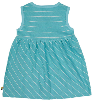 loud+proud Sommerkleid Streifen mit Leinen Cyan türkis
