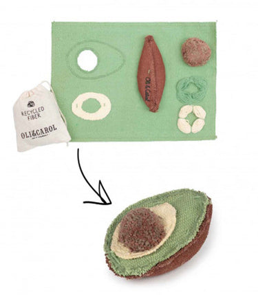 Inhalt des Oli & Carol DIY-Nähsets Arnold Avocado