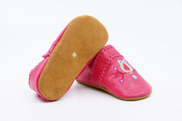 Anna und Paul Krabbelschuhe Eule pink Ledersohlen