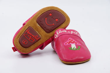 Anna und Paul Krabbelschuhe Glückspilz pink Gummisohlen