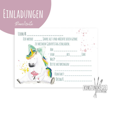 kunstundkegel EINHORN Einladungskarten
