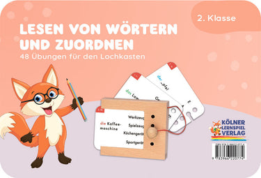 Lesen von Wörtern und Zuordnen – Lochkasten-Kartensatz vom Kölner Lernspielverlag, Produktansicht