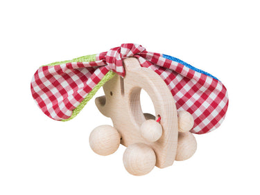 Efie Holzspielzeug Elefant mit Rollen, grün/blau