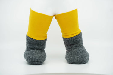Rockzipfel Wollwalk Tragestiefel mit Wollfleece-Futter senfgelb