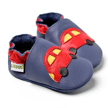 Liliputi® Krabbelschuhe Soft Baby Shoes Blue Cars V8