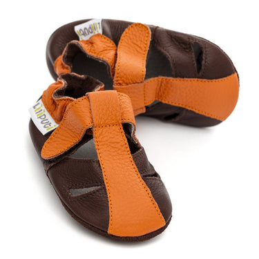 Liliputi® Krabbelschuhe Soft Baby Shoes Sandals Mars (orange - braun)