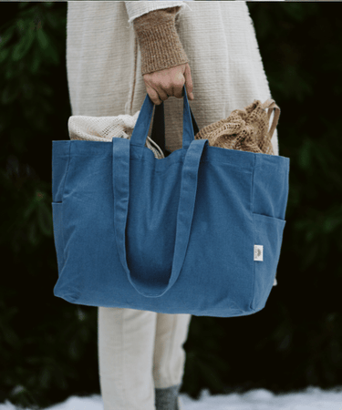 OMOM Stofftasche niedrig Bio-Canvas blau