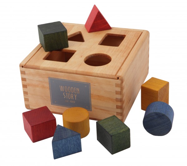 Wooden Story Sortierbox „Rainbow Shape Sorter Box“ Holz bunt, regenbogenfarben