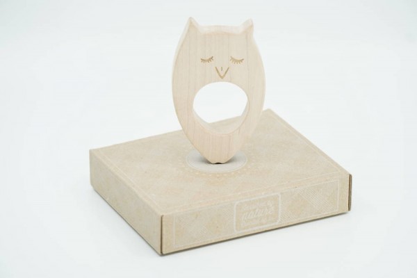 Wooden Story Beißring Eule „Teethers Owl“ Holz natur