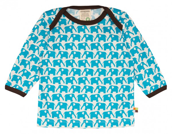 loud+proud Shirt langarm Motiv Elefant Aqua